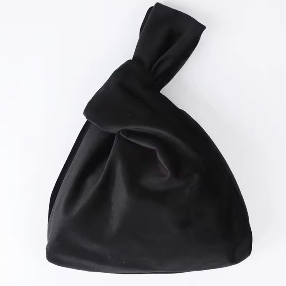 Chic Black Velvet Wristlet Knot Mini Tassel Bag - Picture 9 of 13